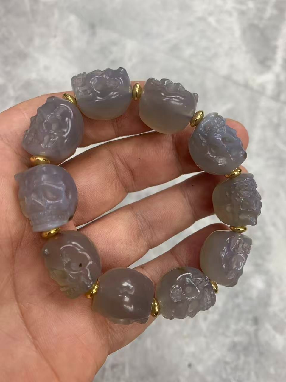 Wonderful Rare Tibetan Natural Agate Dzi Hand Carved Amulet Skull Beads Bracelet Wonderful Rare Tibetan Natural Agate Dzi Hand Carved Amulet Skull Beads Bracelet