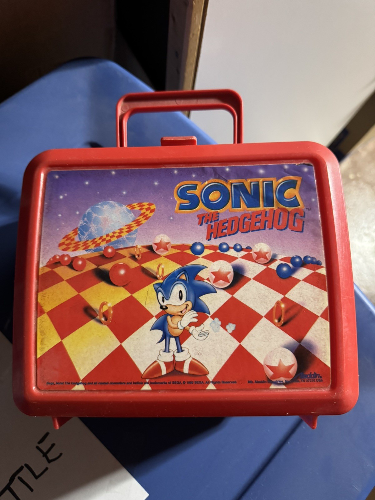 Rare Vintage Sonic The Hedgehog 1995 Plastic Lunch Box RED SEGA Plastic, Flaws Rare Vintage Sonic The Hedgehog 1995 Plastic Lunch Box RED SEGA Plastic, Flaws