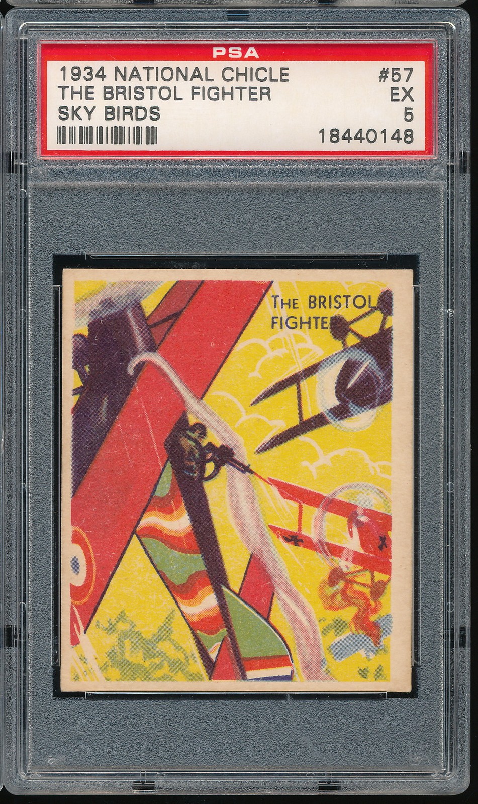 1934 National Chicle Sky Birds The Bristol Fighter #57 PSA 5 - Plane 1934 National Chicle Sky Birds The Bristol Fighter #57 PSA 5 - Plane