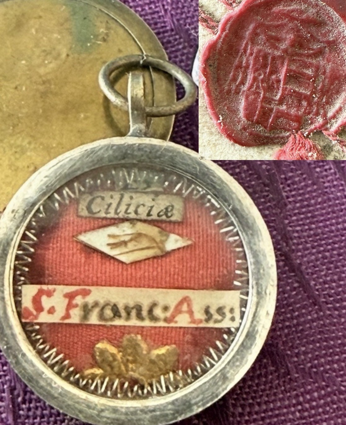 VATICAN Reliquary SAINT FRANCIS ASSISI - HAIR SHIRT - Authentic Catholic Relic