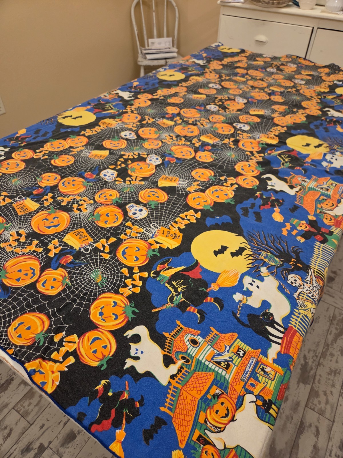 Vintage 1990's Novelty Halloween Tablecloth Witch Jack-o-lanterns Black Cats Etc Vintage 1990's Novelty Halloween Tablecloth Witch Jack-o-lanterns Black Cats Etc