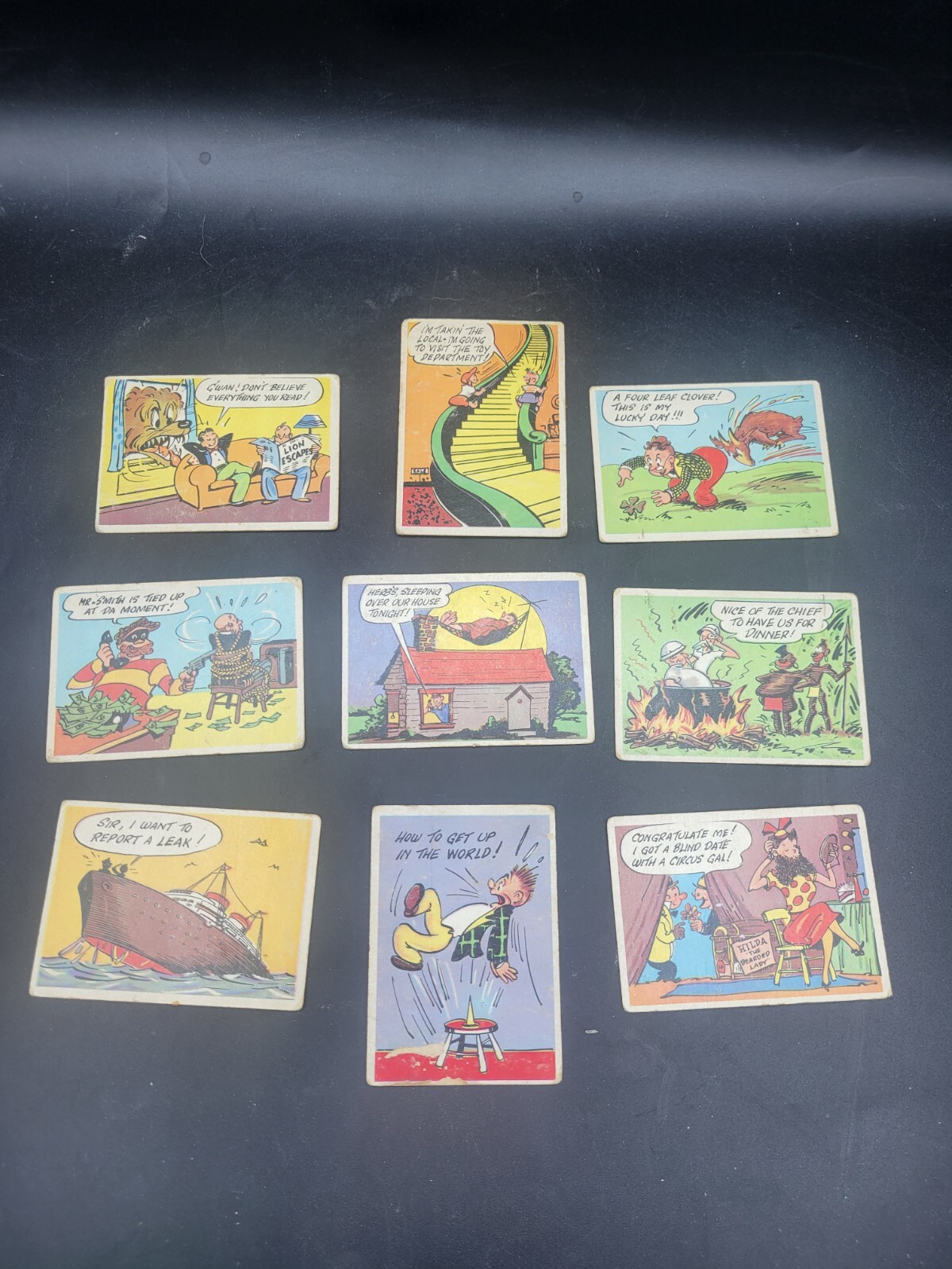 1957 Topps Goofy Series Post Card Disney Trading Comic Funny 9 Card Lot