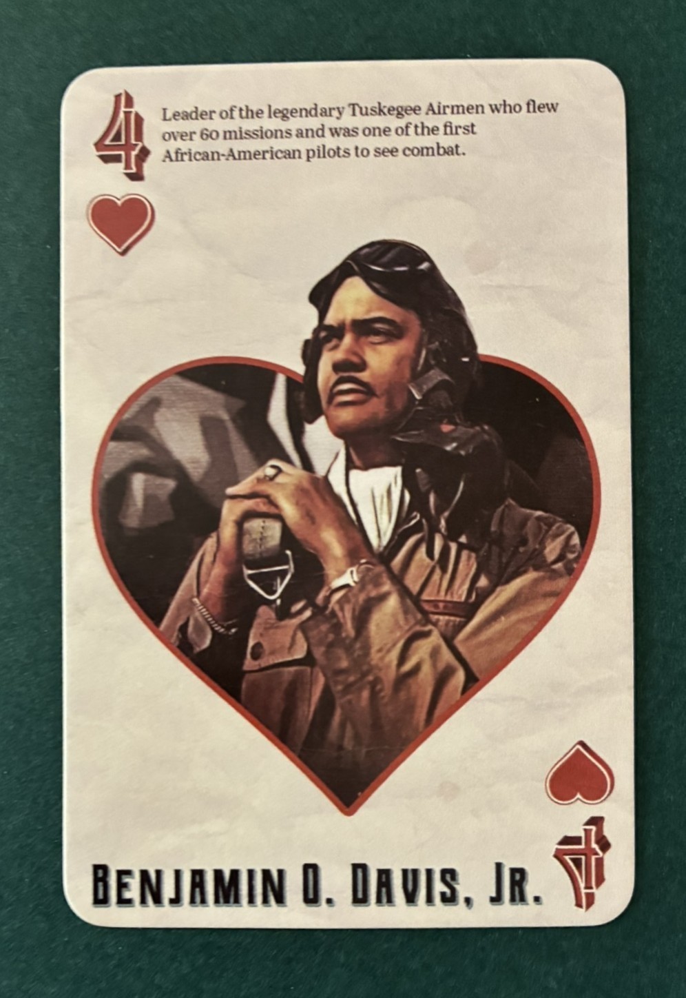 Benjamin O. Davis JR. Leader of Tuskegee Airmen     WWII Collector  Playing Card