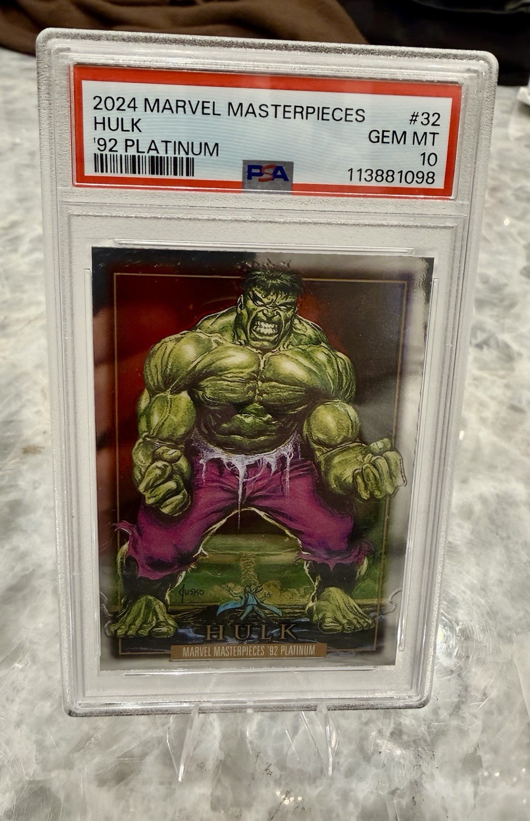2024 Upper Deck Marvel Masterpieces 92 Platinum HULK - PSA 10 POP 1 π₯π₯ 2024 Upper Deck Marvel Masterpieces 92 Platinum HULK - PSA 10 POP 1 π₯π₯