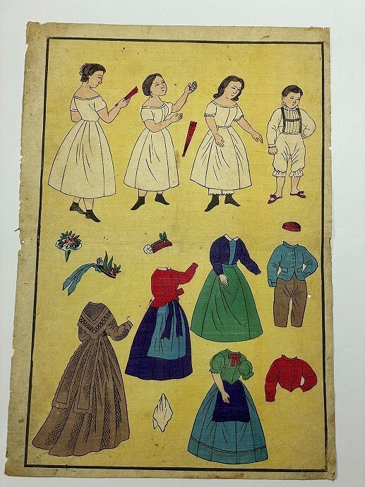 Antique Early Meiji Ukiyo-e French Dress-Up Dolls Woodblock Print Set