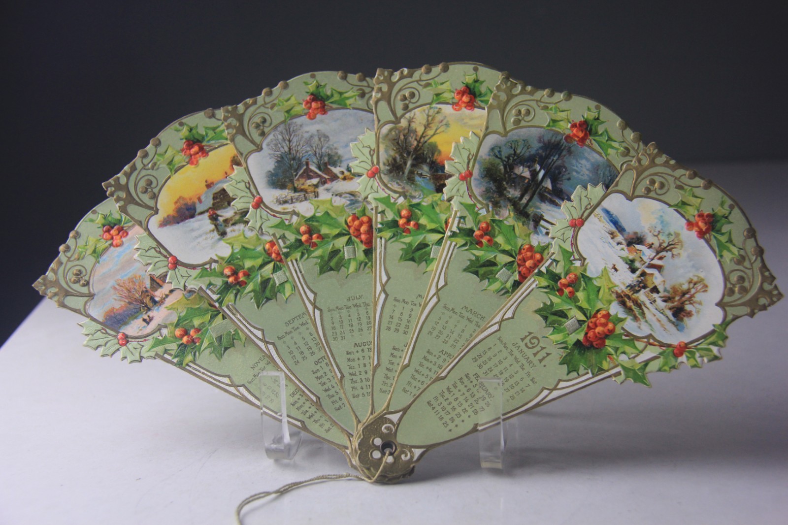 Antique 1911 Paper Fan Calendar Antique 1911 Paper Fan Calendar