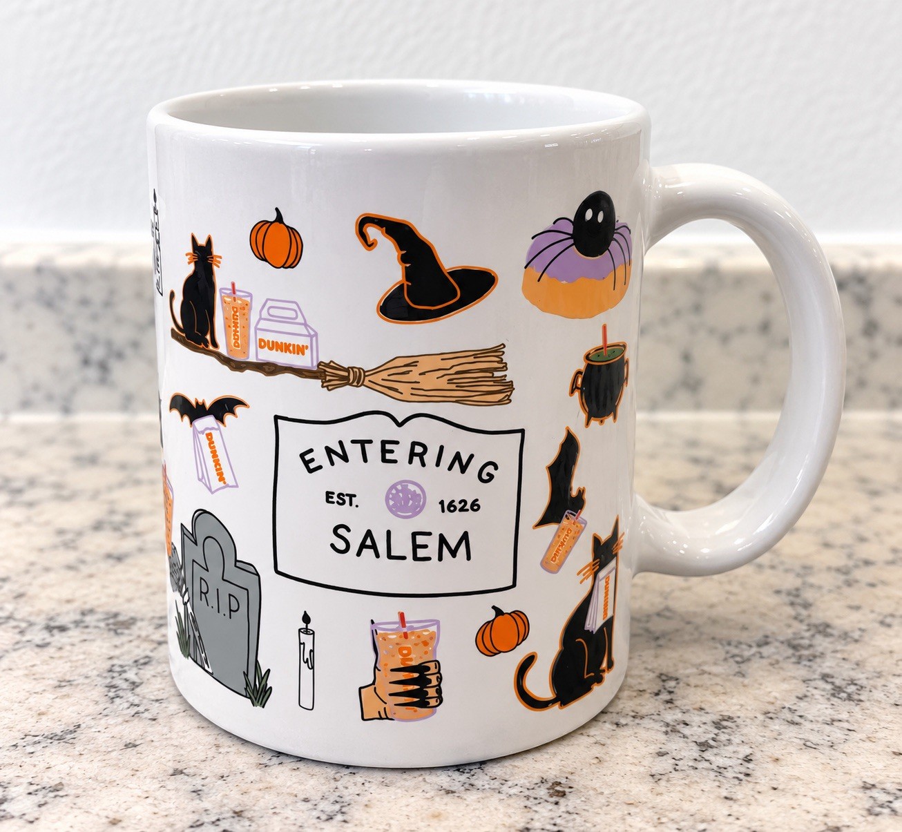 Dunkin’ Entering Salem Ceramic Mug Halloween 2026 Witch Cat Pumpkin Limited NEW