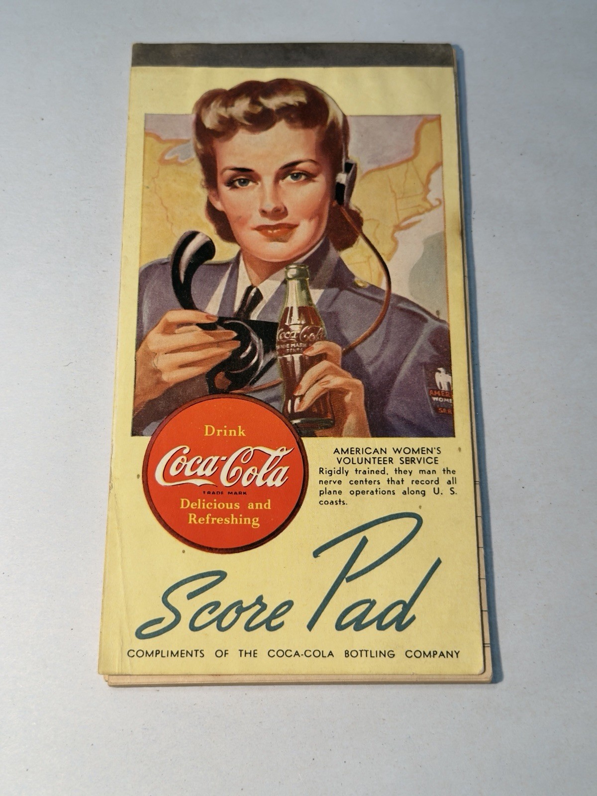 Vintage 1940's Coca-Cola Advertising Premium Bridge Score Pad U.S. Army Nurse Vintage 1940's Coca-Cola Advertising Premium Bridge Score Pad U.S. Army Nurse