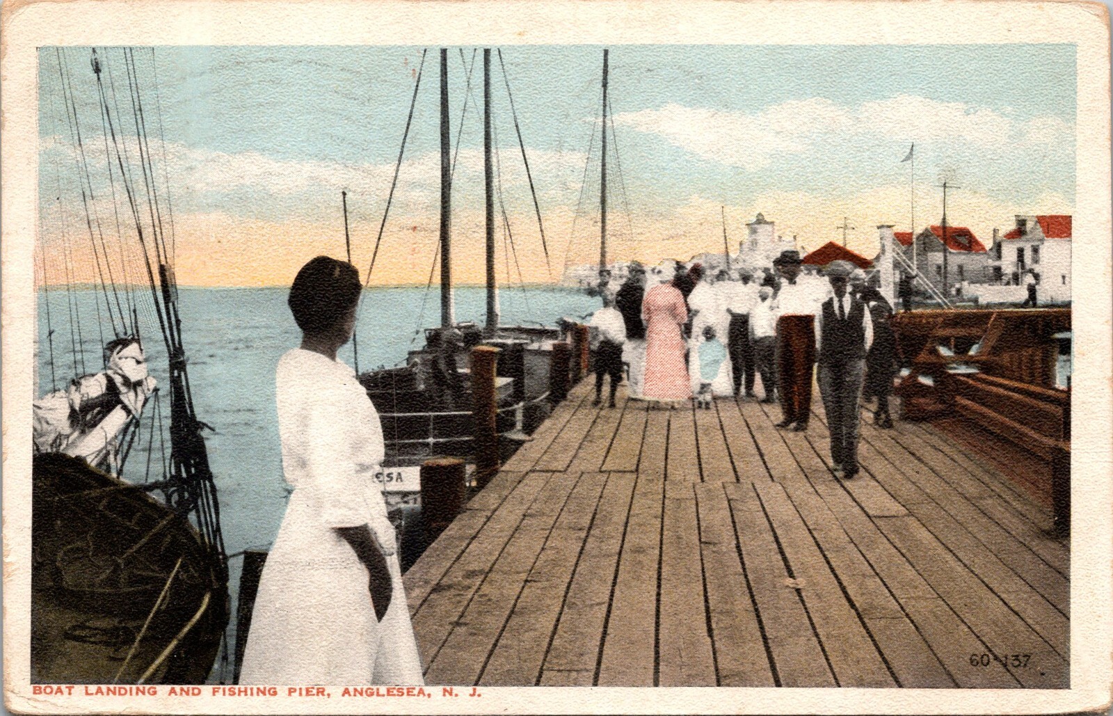 Postcard~Anglesea New Jersey~Boat Landing and Fishing Pier~Posted 1917 Postcard~Anglesea New Jersey~Boat Landing and Fishing Pier~Posted 1917