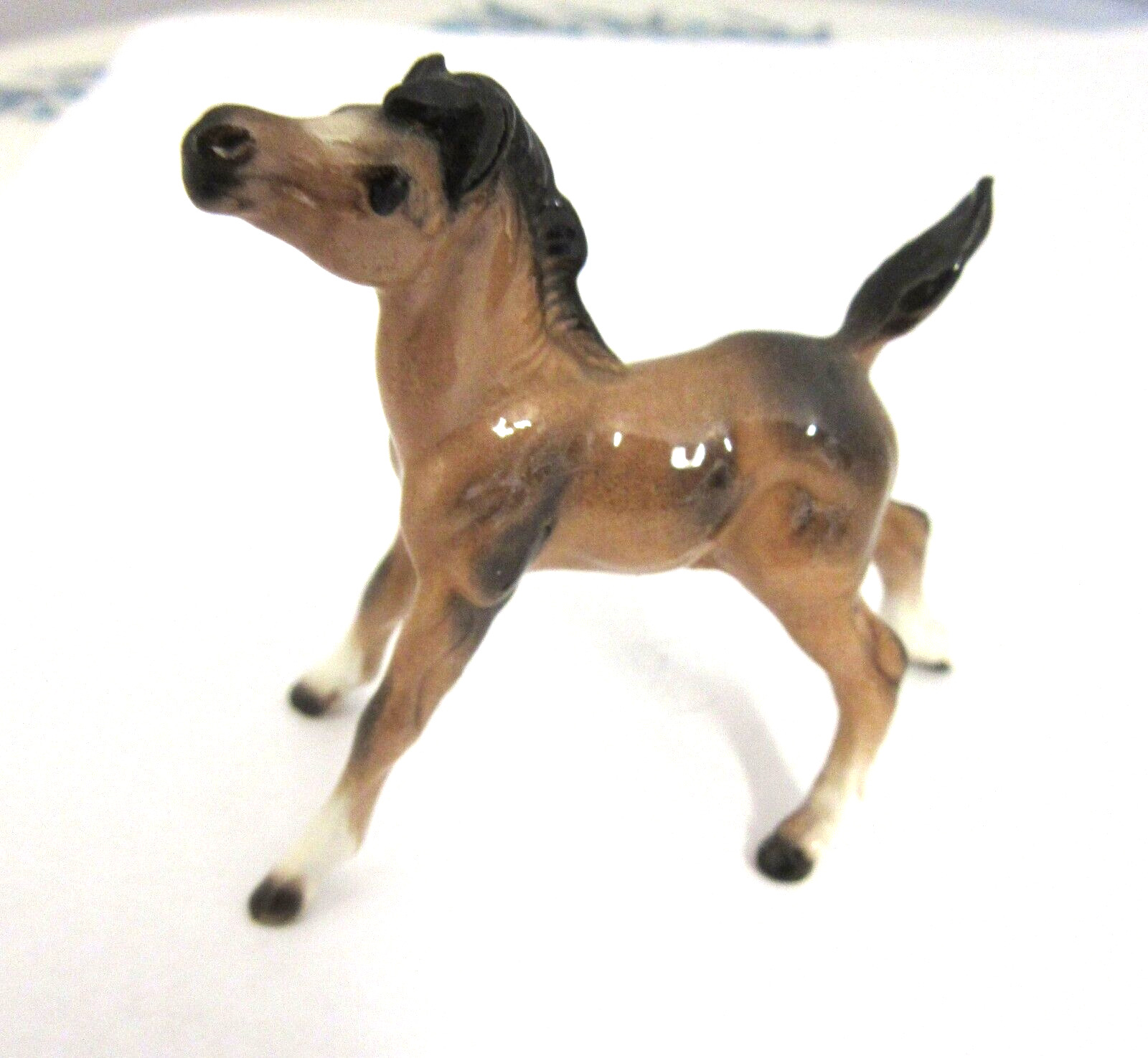 Vintage Hagen Renaker  Miniature ARABIAN FOAL Glossy BAY Horse, Head and Tail UP