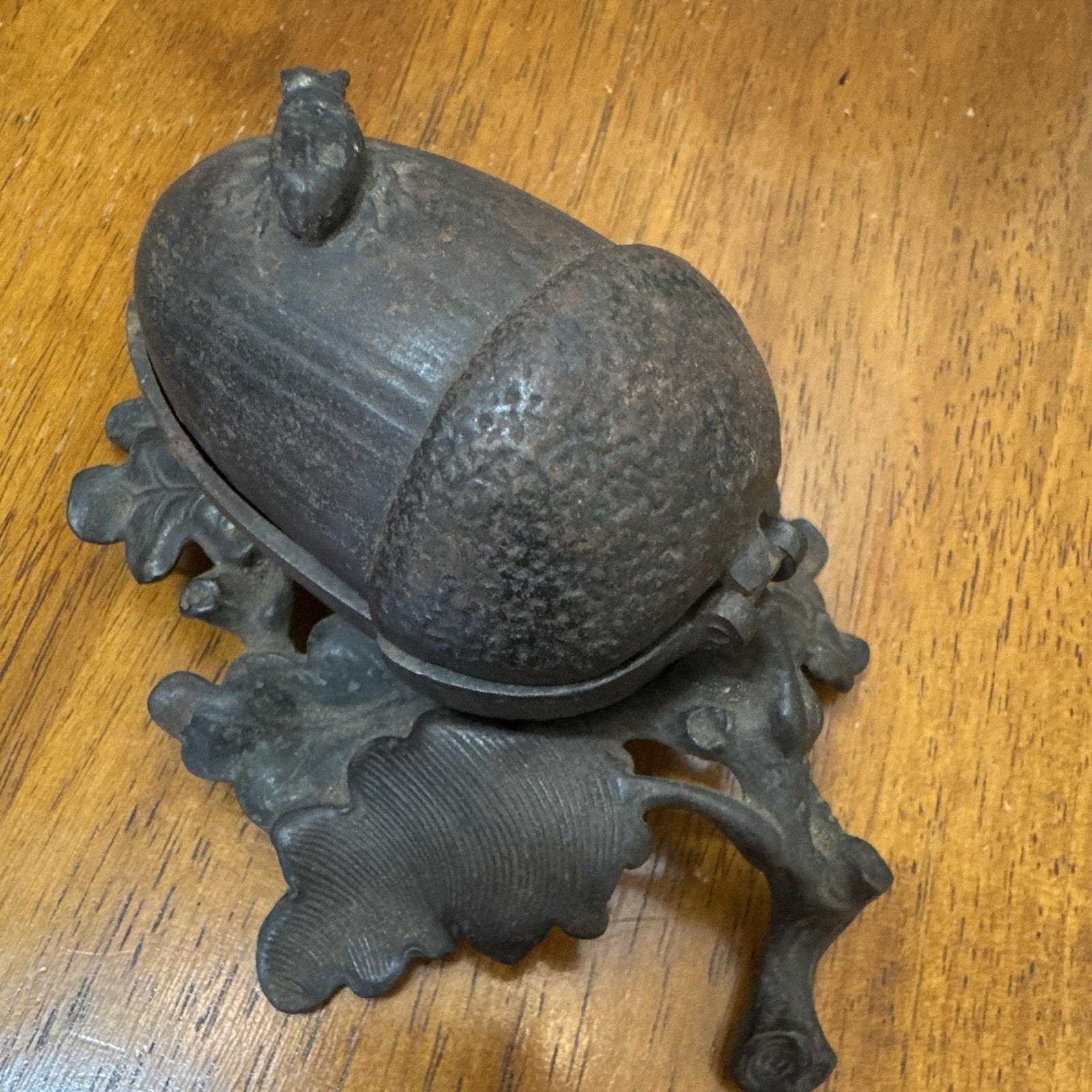 Antique 19thC German EGZimmermann Hanau Cast Iron Acorn Beetle Trinket Stamp Box Antique 19thC German EGZimmermann Hanau Cast Iron Acorn Beetle Trinket Stamp Box