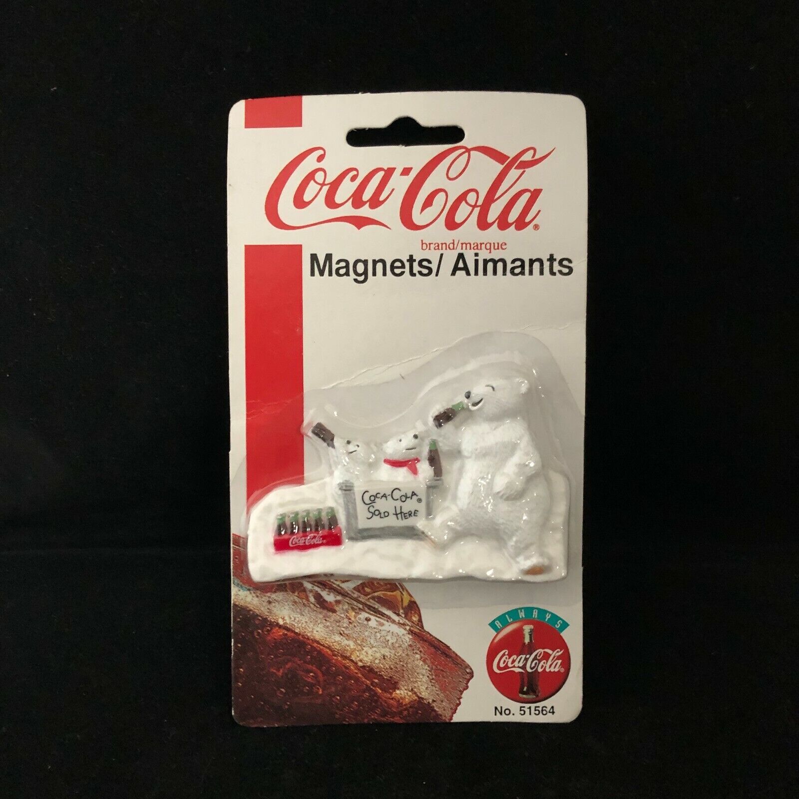 Coca-Cola Bear with Two Cubs Drinking Coke Magnet No.51564 - 1997