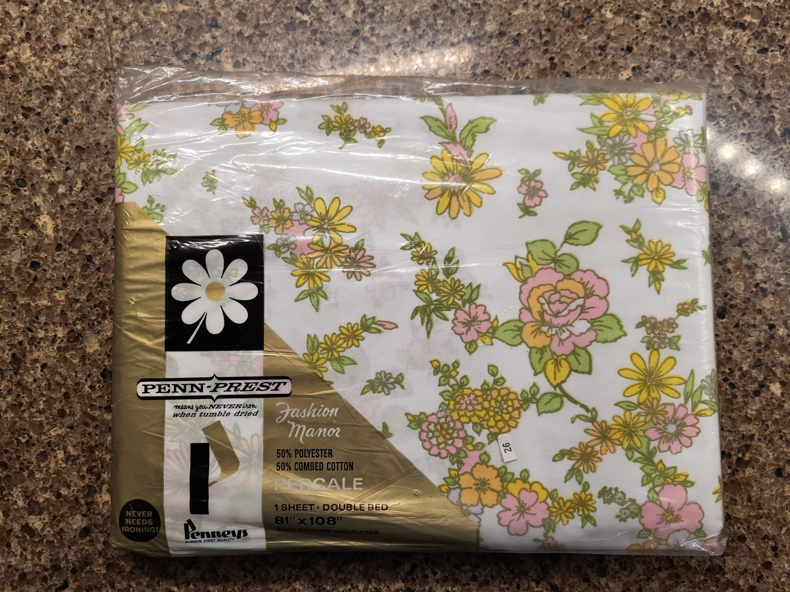 Penneys Fashion Manor Double Sheet Floral Percale Penn-Prest 81x108 New Vintage Penneys Fashion Manor Double Sheet Floral Percale Penn-Prest 81x108 New Vintage