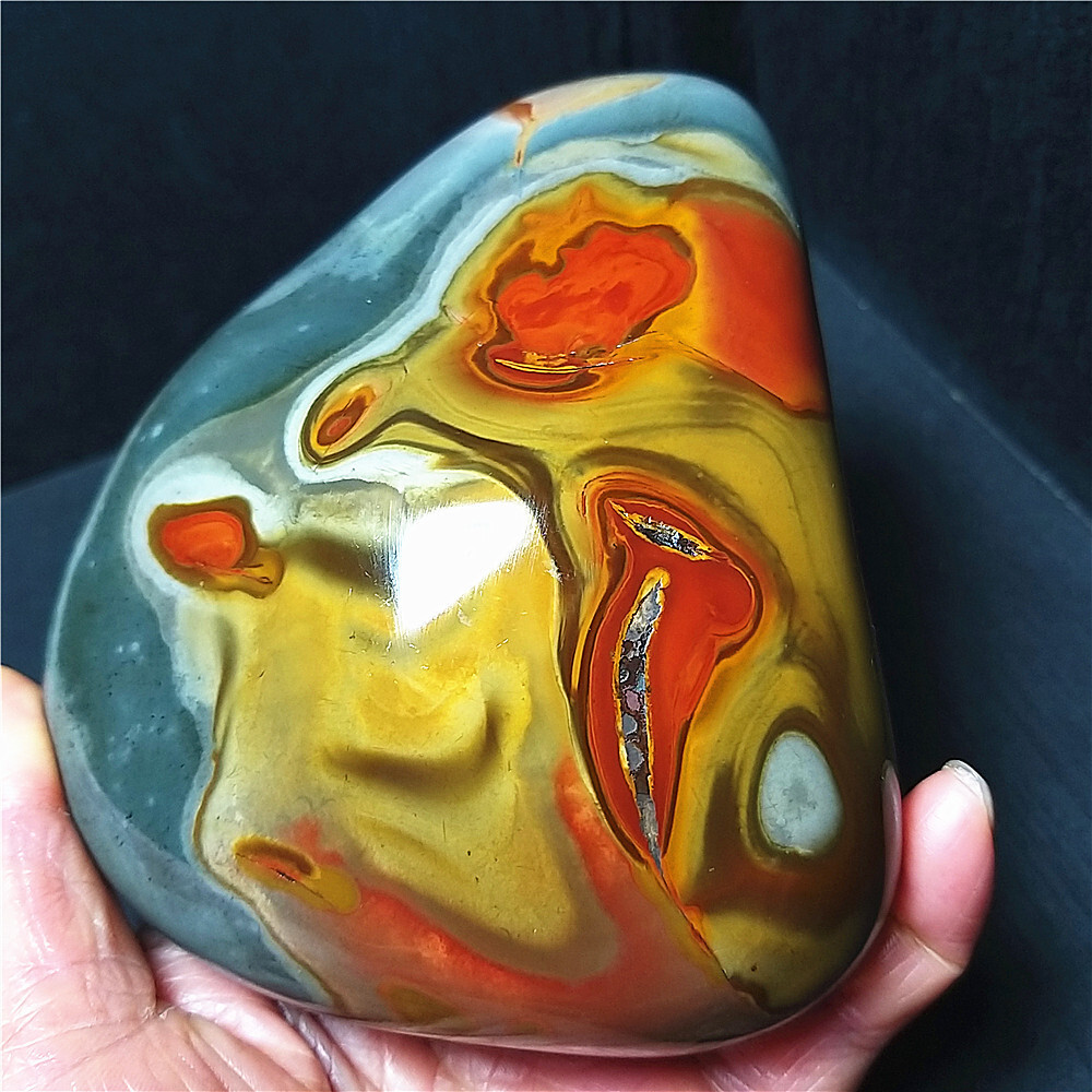 TOP  719 G Natural Colorful Polished Ocean Jasper Agate HEALING  A3715