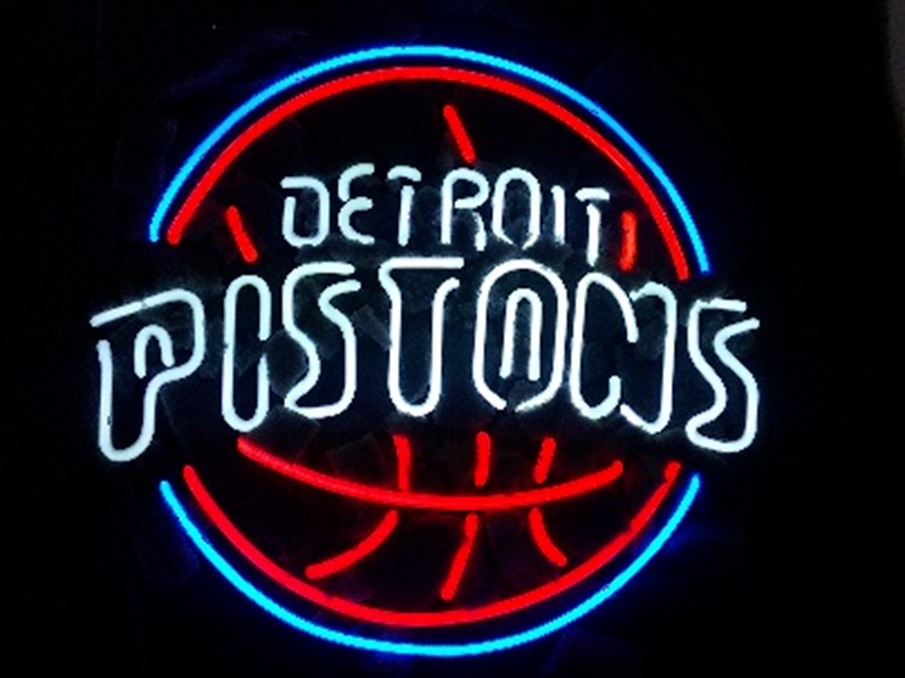 Detroit Pistons Neon Sign 24x20 Real Glass Beer Bar Sport Pub Wall Decor