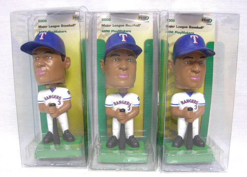Lot Of 3 Alex Rodriguez A-ROD Texas Rangers Mini Playmakers MLB Bobblehead A-4