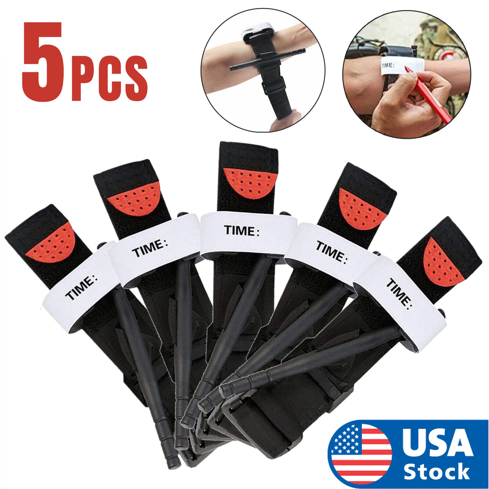 5Packs Tourniquet Rapid One Hand Application Emergency Outdoor First Aid Kit USA