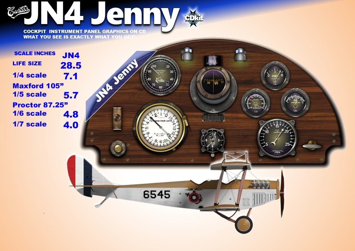JN4 JENNY  COCKPIT instrument panel CDkit