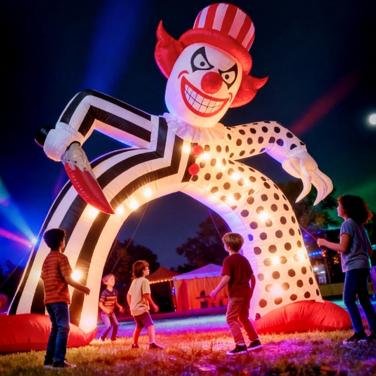 14FT Halloween Inflatable Giant Scary Clown Archway, Blow Up Evil Circus Jester 14FT Halloween Inflatable Giant Scary Clown Archway, Blow Up Evil Circus Jester