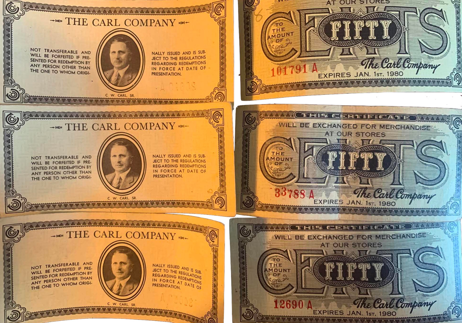 THE CARL COMPANY | FIFTY CENTS STORE MONEY ✪NOS✪ RARE UPSTATE NY 50C CERTIFICATE THE CARL COMPANY | FIFTY CENTS STORE MONEY ✪NOS✪ RARE UPSTATE NY 50C CERTIFICATE
