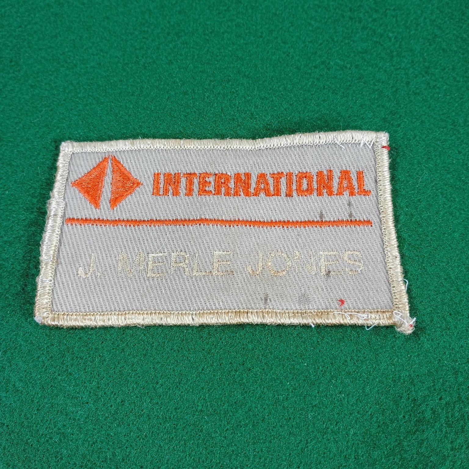 Vintage International Harvester IH J. Merle Jones Employee Name Patch