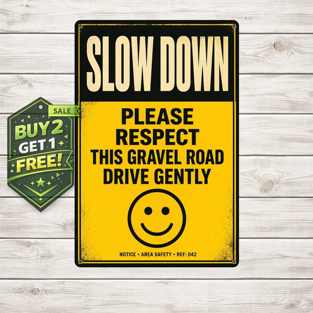 Please Slow Save Our Gravel Alert Notice Metal Warning Sign