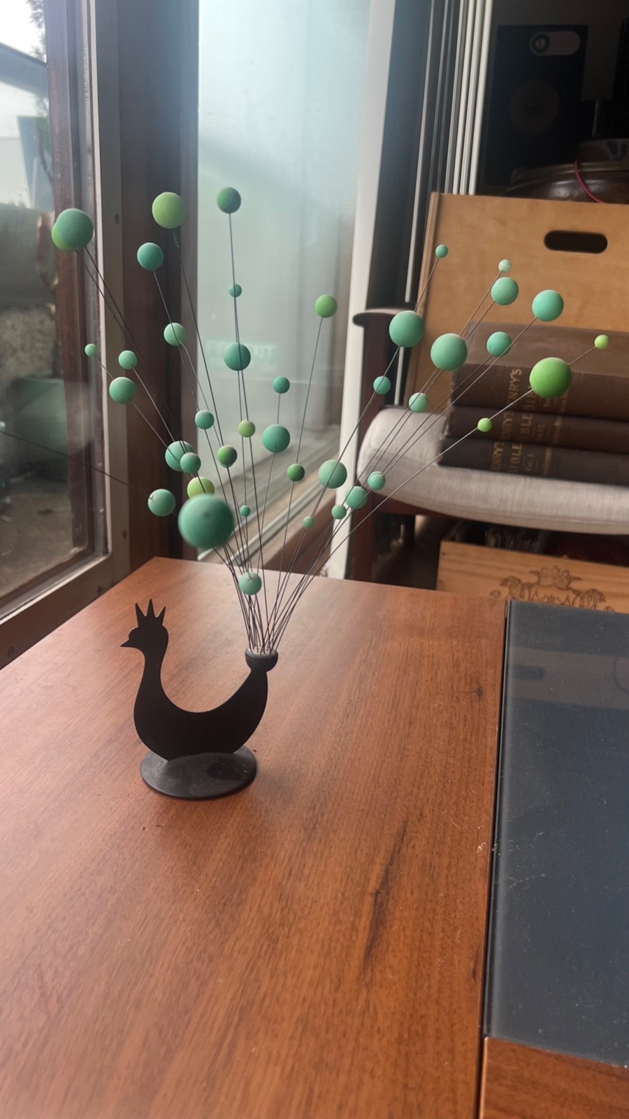 Vintage 1960\'s / 70\'s Atomic Kinetic Peacock Table Mobile Ball Spray Sculpture Vintage 1960\'s / 70\'s Atomic Kinetic Peacock Table Mobile Ball Spray Sculpture