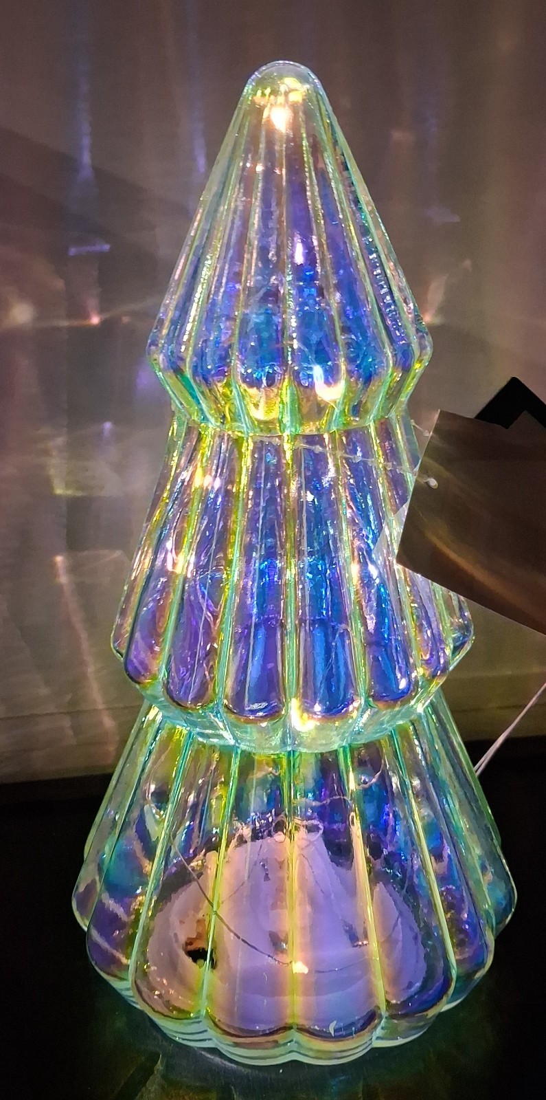 Festive Voice Iridescent Glass Light Up Tree LED Glow Christmas Décor New Festive Voice Iridescent Glass Light Up Tree LED Glow Christmas Décor New