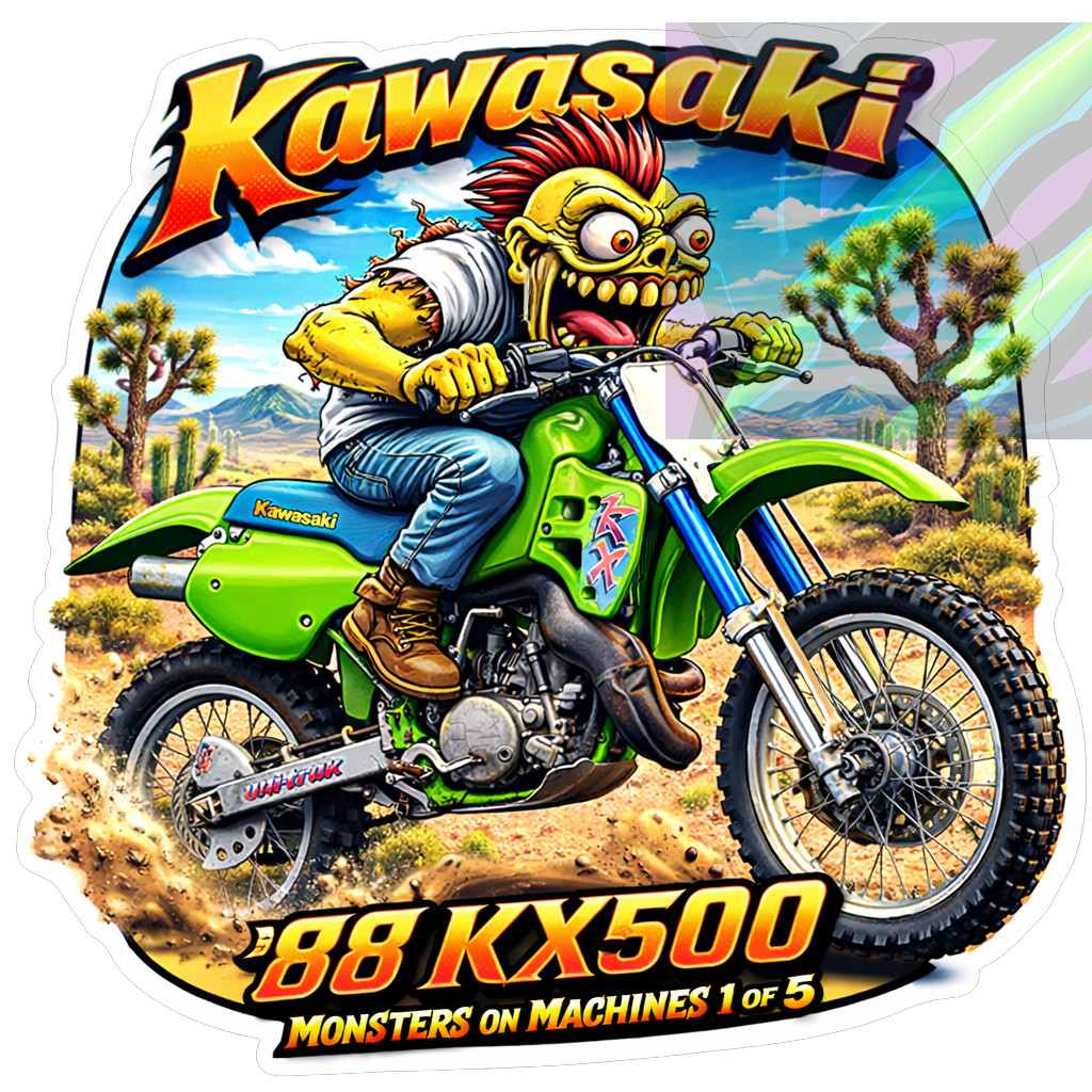 1988 Kawasaki KX500 9x9cm Durable Die-Cut Vinyl Sticker 1 of 5