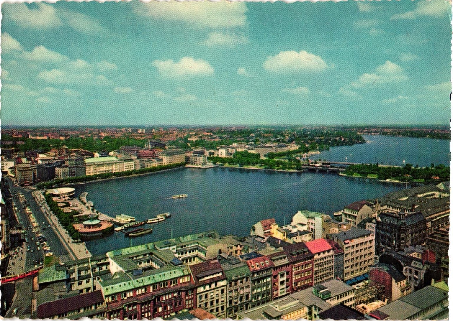 Vintage HAMBURG GERMANY Alster Lakes Aerial View Postcard AKH Vintage HAMBURG GERMANY Alster Lakes Aerial View Postcard AKH