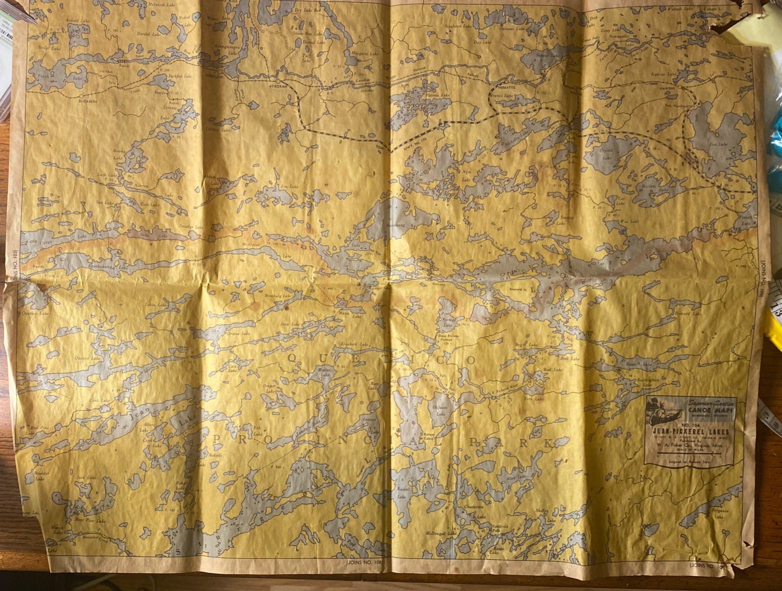 Vintage Four Superior Quetico Canoe / Lakes Maps, No 104 Vintage Four Superior Quetico Canoe / Lakes Maps, No 104