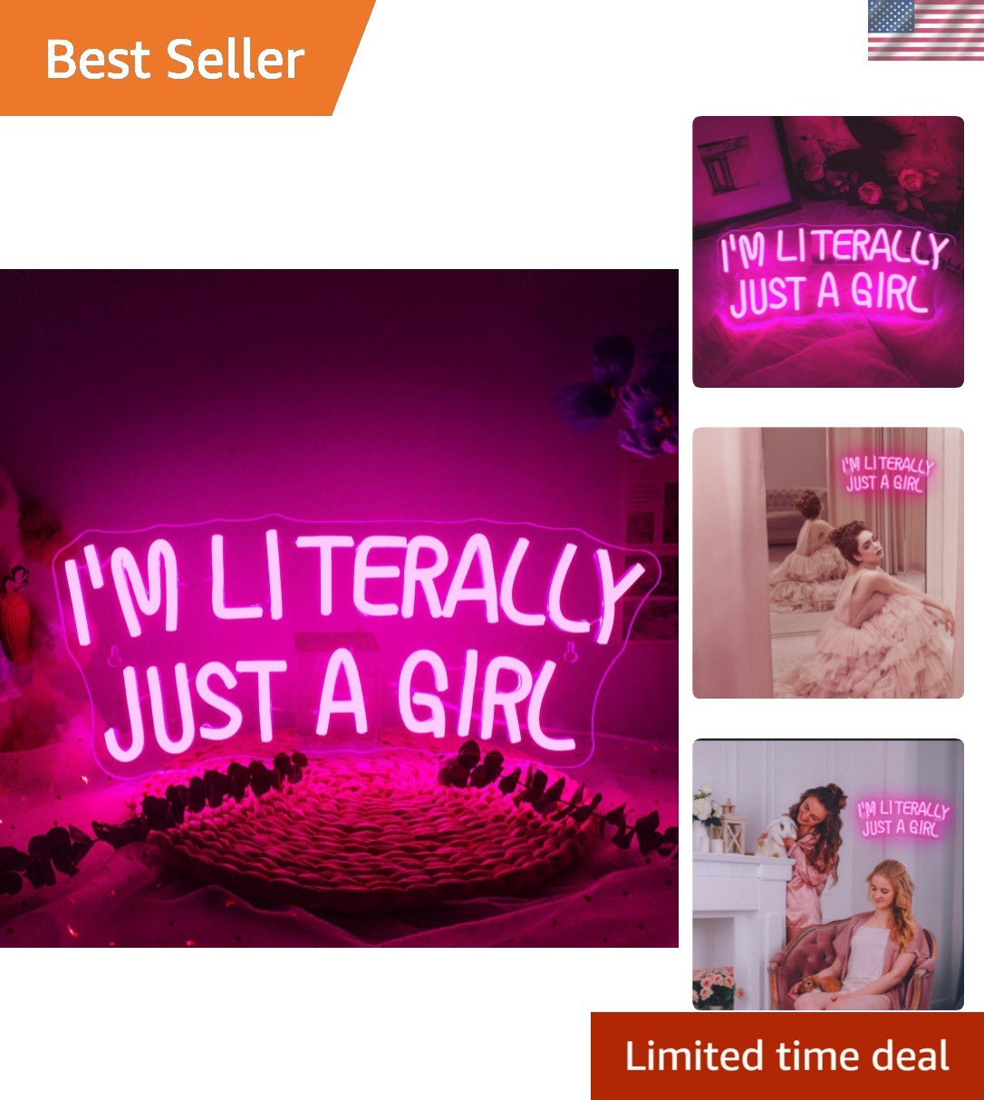 I\'M Literally Just A Girl Neon Sign Pink Led Sign Led Neon Light for Wall Dec... I\'M Literally Just A Girl Neon Sign Pink Led Sign Led Neon Light for Wall Dec...