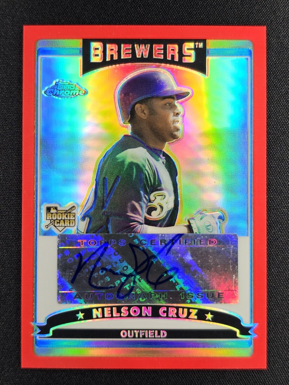 Nelson Cruz 2006 Topps Chrome Red Refractor 22/25 RC ROOKIE AUTO BREWERS