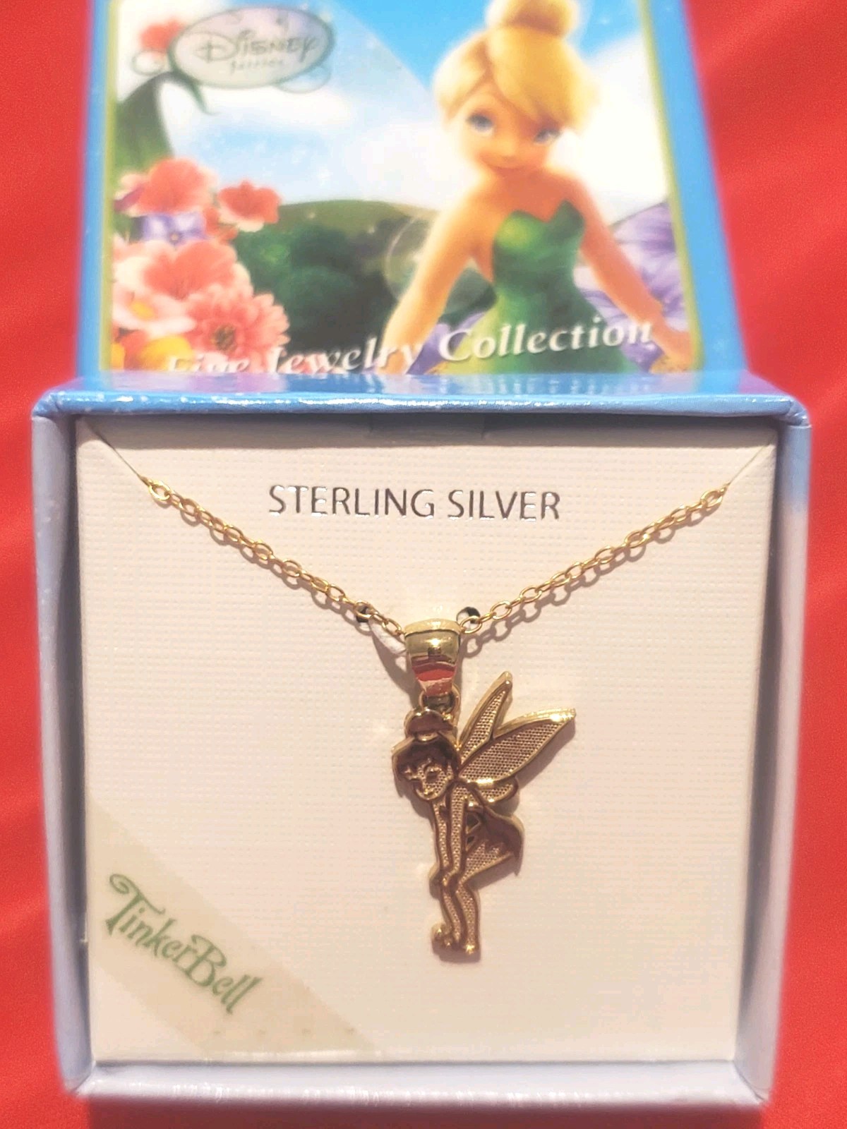 Vintage Disney Vermeil 925 Silver Gold Plated Tinker Bell Pendant 18” Necklace Vintage Disney Vermeil 925 Silver Gold Plated Tinker Bell Pendant 18” Necklace