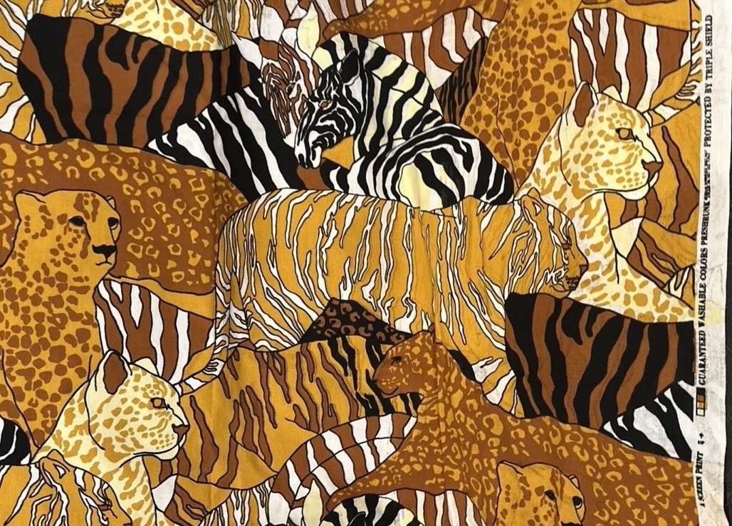 Vintage 70s Riverdale Screen Print Cheetah Fabric 45\ Vintage 70s Riverdale Screen Print Cheetah Fabric 45\