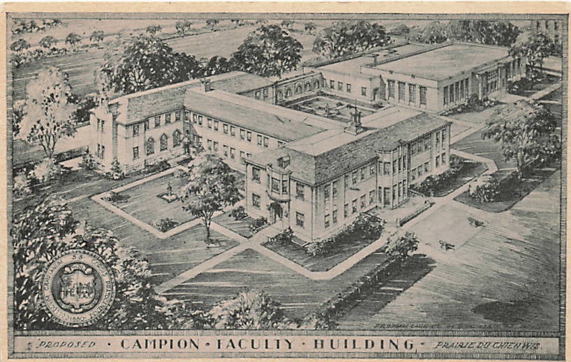 Postcard WI: Proposed Campion Faculty Building, Prairie du Chien, Wisconsin RARE