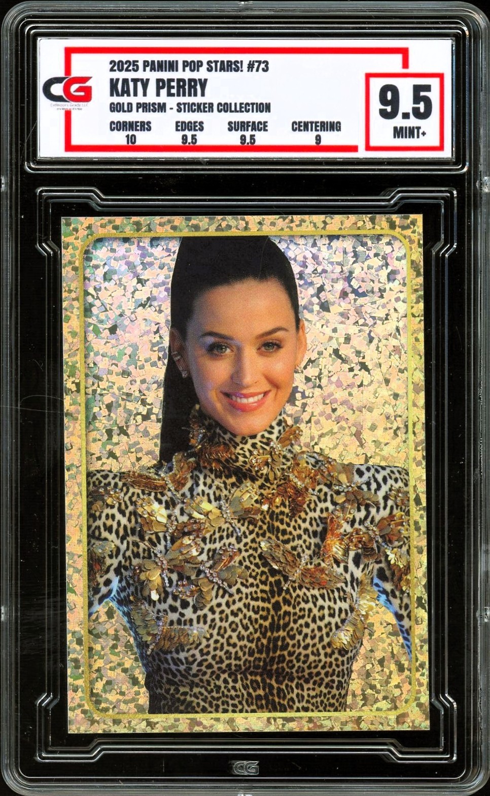 2025 Panini Pop Stars Sticker #73 Katy Perry GOLD SPECKLE HOLO ~ CG 9.5