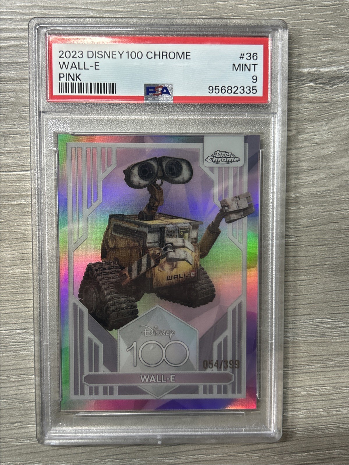 2023 Topps Disney 100 CHROME WALL-E Pink Refractor #36 /399 PSA 9 2023 Topps Disney 100 CHROME WALL-E Pink Refractor #36 /399 PSA 9