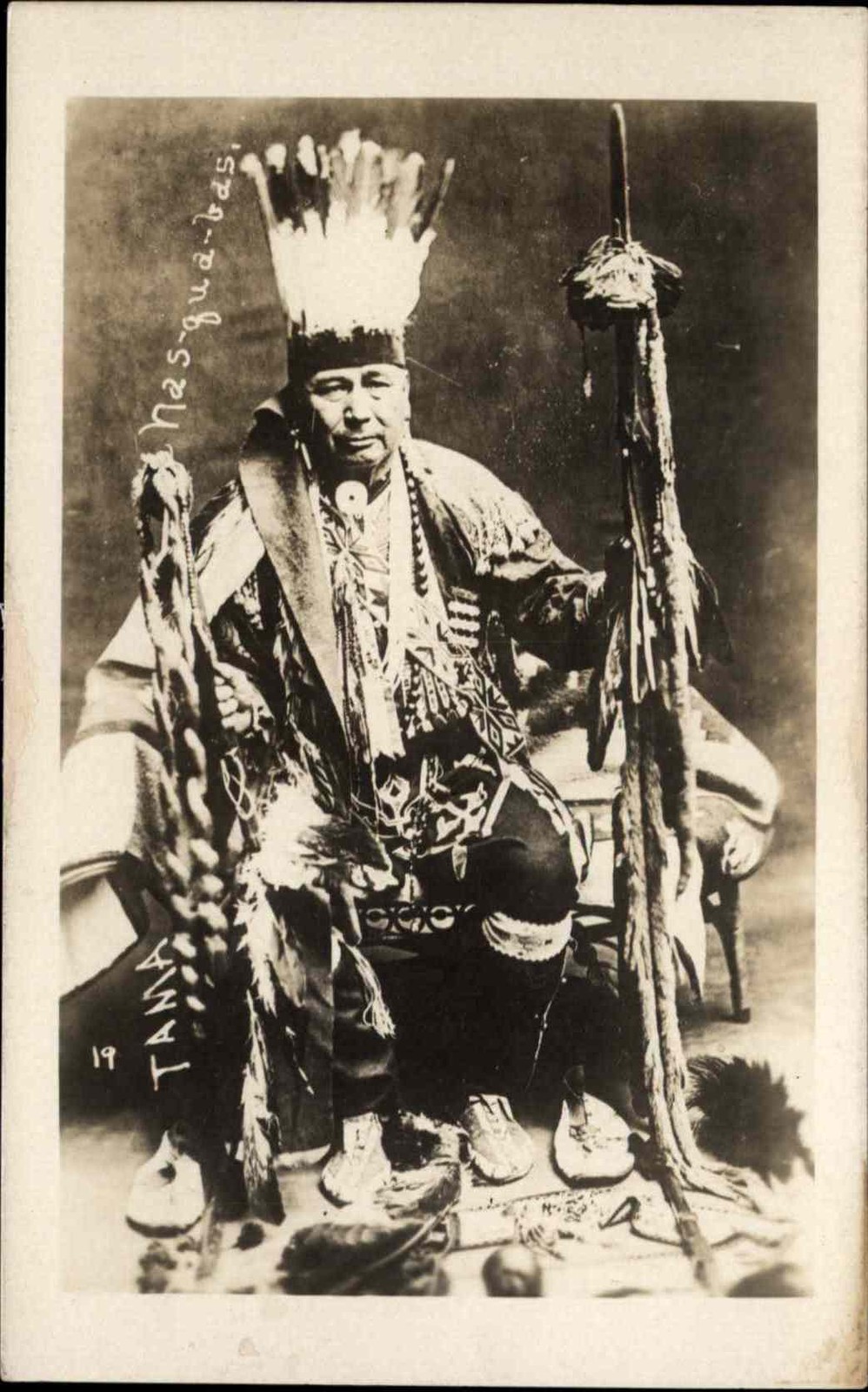 American Indian in Traditional Clothing Nas-Qua-Vas Antique RPPC Real Photo PC American Indian in Traditional Clothing Nas-Qua-Vas Antique RPPC Real Photo PC