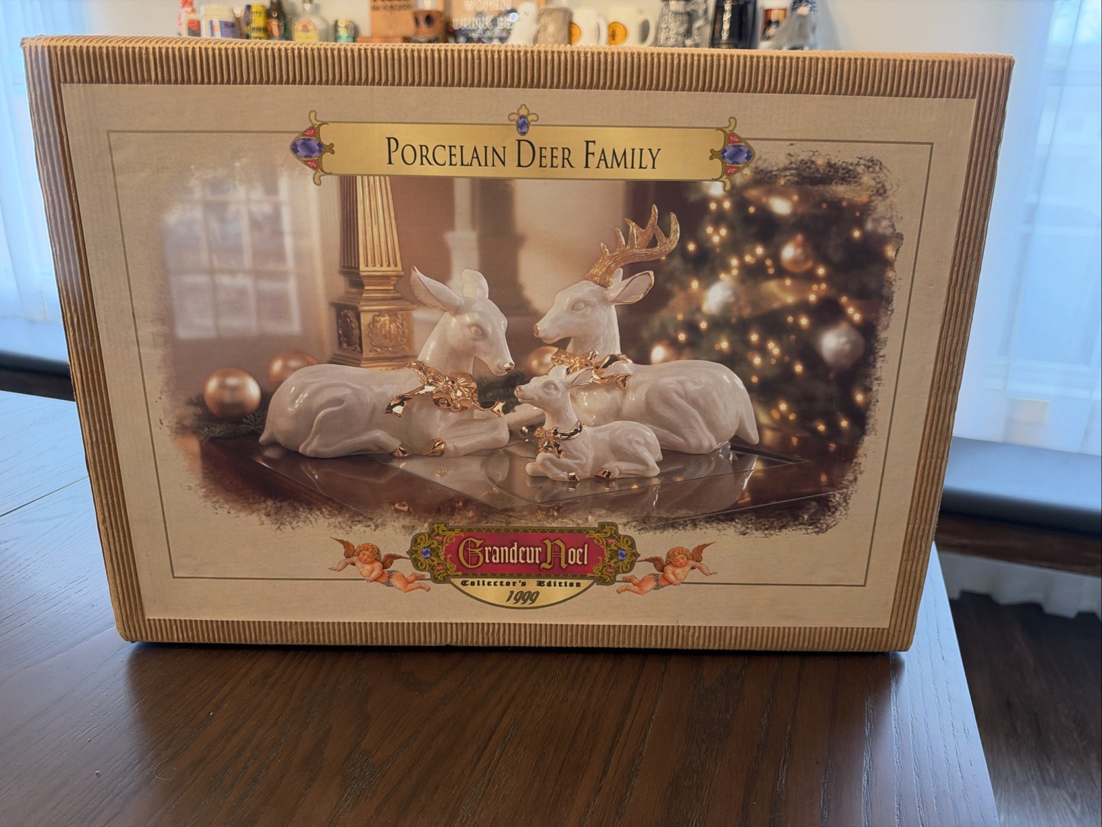 1999 Grandeur Noel Collector's Edition Porcelain Deer Family In Original Box 1999 Grandeur Noel Collector's Edition Porcelain Deer Family In Original Box