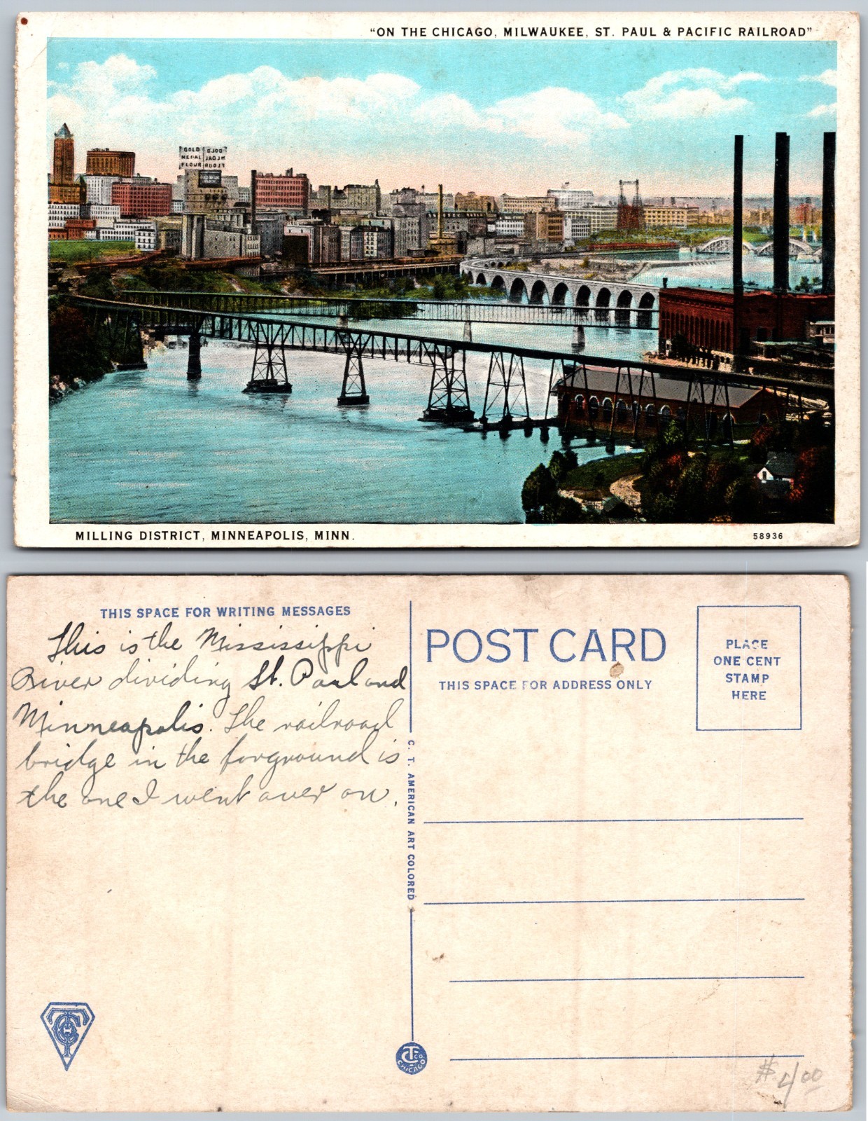 Milling District Minneapolis MN River Bridges Postcard Milling District Minneapolis MN River Bridges Postcard