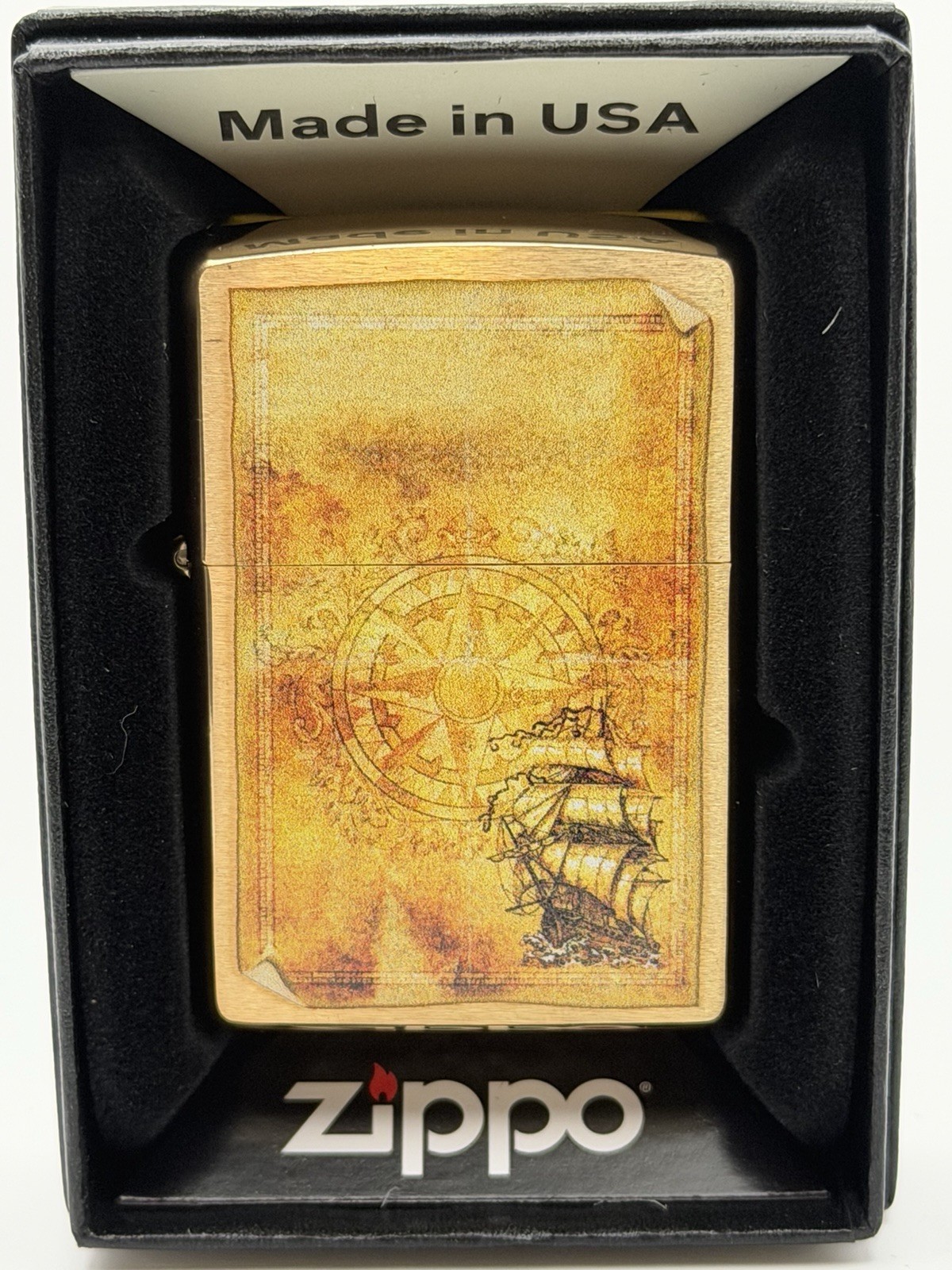 2023 Nautical Compass & Tall Ship Brass Zippo Lighter NEW 48829 2023 Nautical Compass & Tall Ship Brass Zippo Lighter NEW 48829