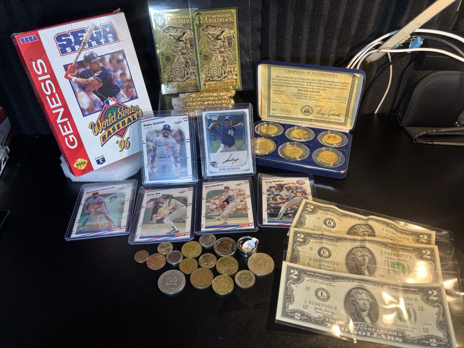 Junk Drawer Lot Vintage - Baseball Cards, Foreign Coins, Gold, Bills, & Games Junk Drawer Lot Vintage - Baseball Cards, Foreign Coins, Gold, Bills, & Games
