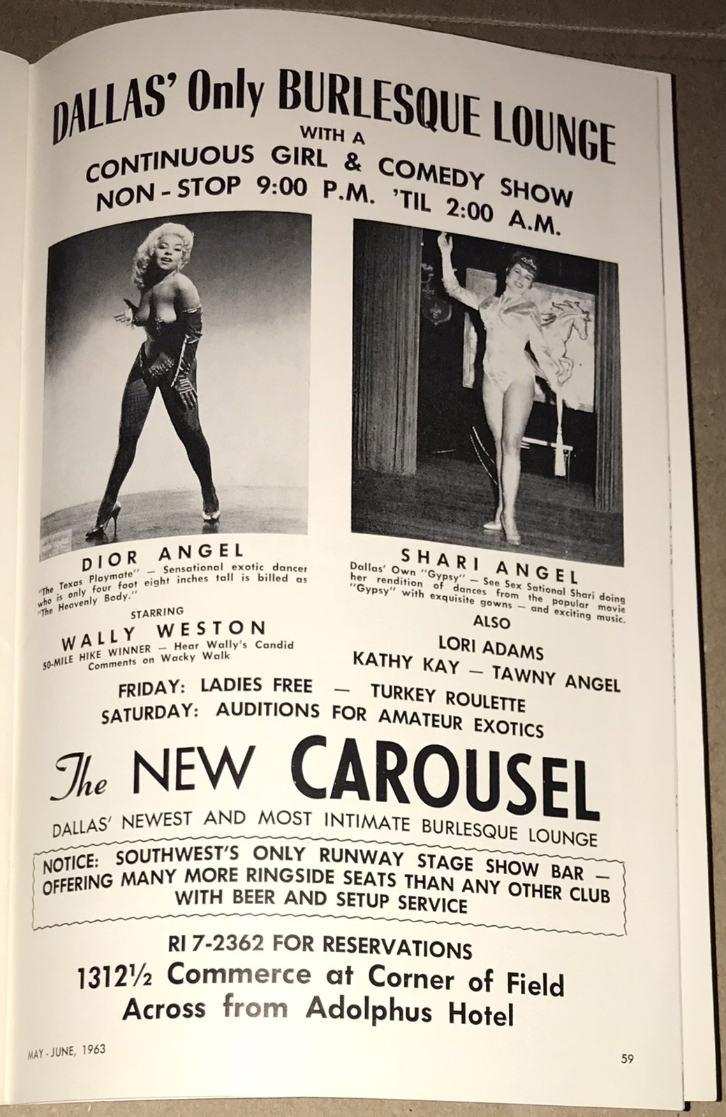 RARE Jack Ruby Carousel Club Advertisement JFK Assassination Lee Harvey Oswald