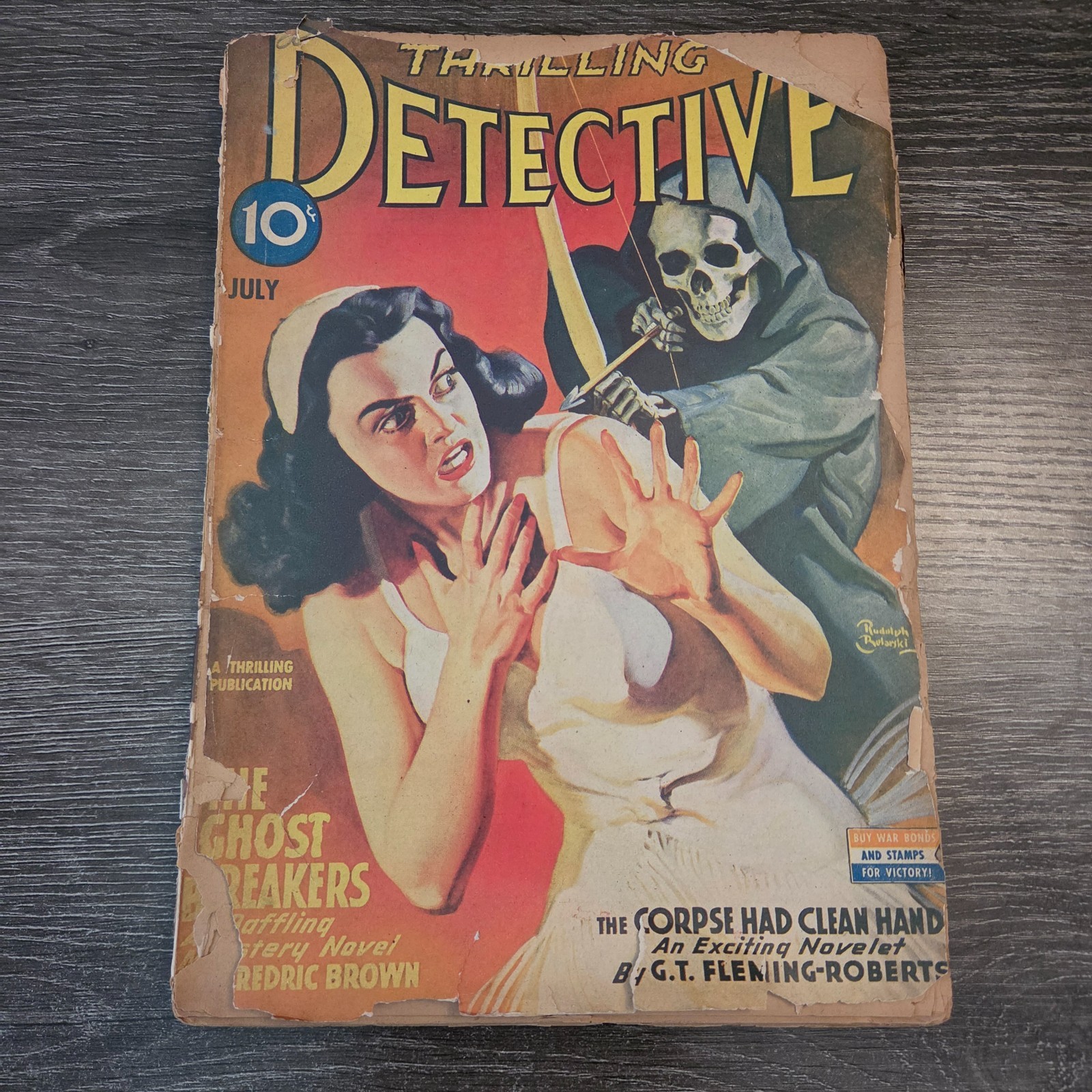 Pulp: Thrilling Detective Magazine 10 cent July 1944, Brown & Brackett Vintage Pulp: Thrilling Detective Magazine 10 cent July 1944, Brown & Brackett Vintage