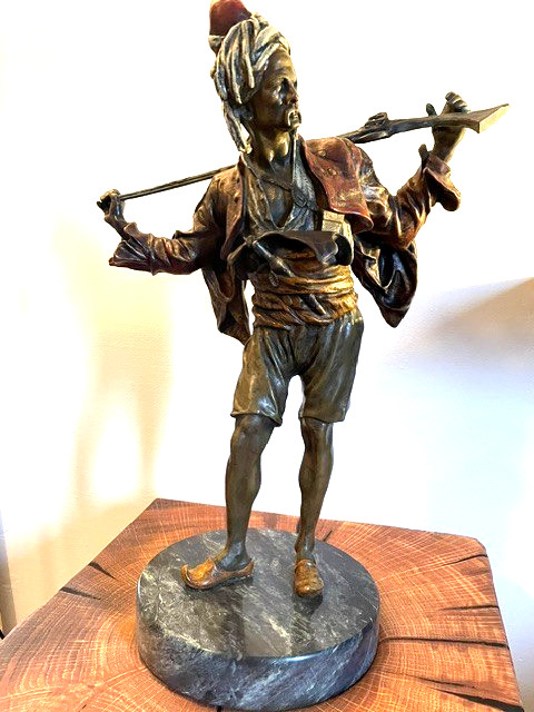 Unigue antique cold painted Vienna bronze by or attributed to Franz Bergmann Unigue antique cold painted Vienna bronze by or attributed to Franz Bergmann