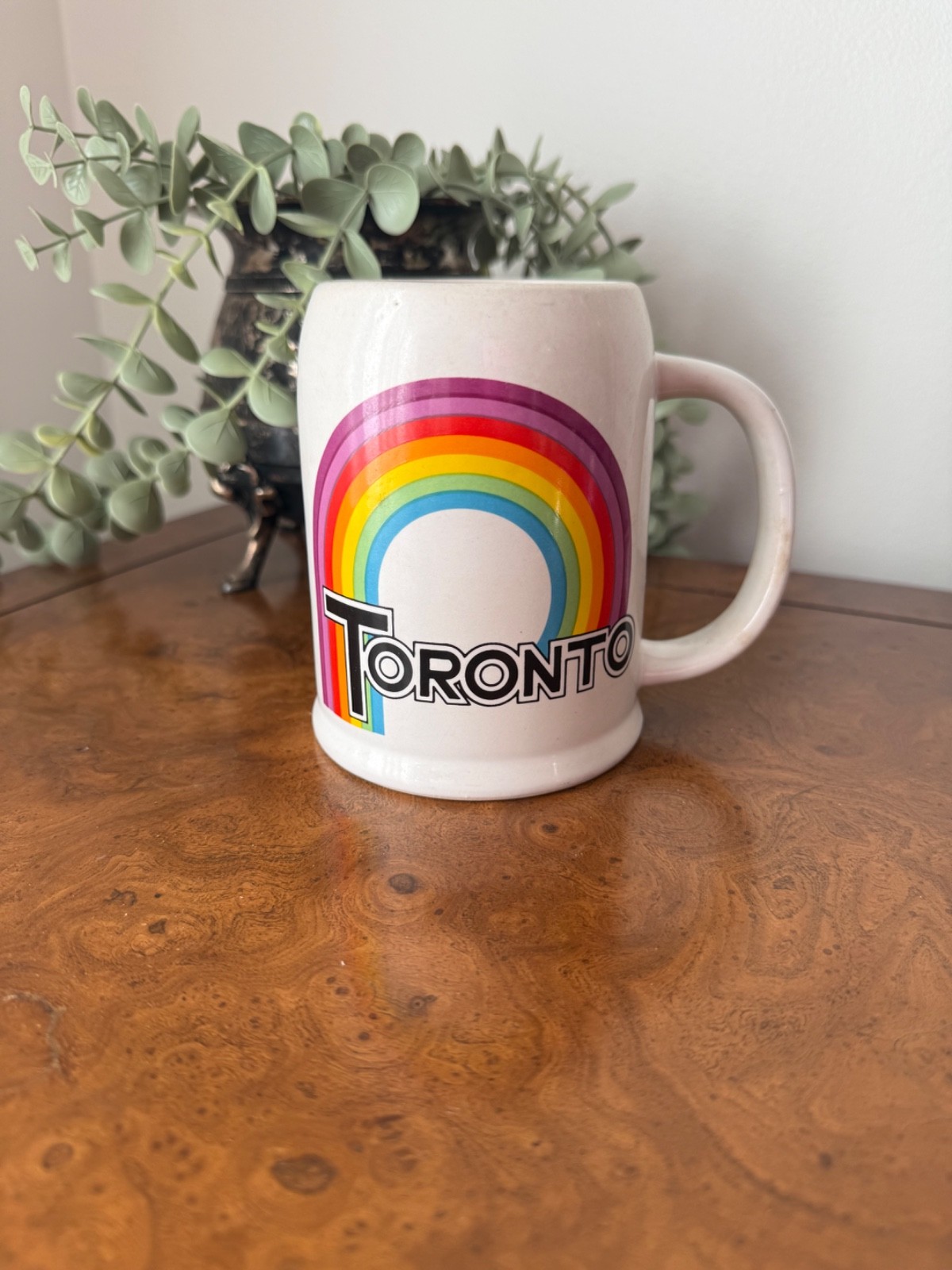 Vintage Toronto rainbow souvenir mug 1970s 1980s tall white coffee made in Korea Vintage Toronto rainbow souvenir mug 1970s 1980s tall white coffee made in Korea