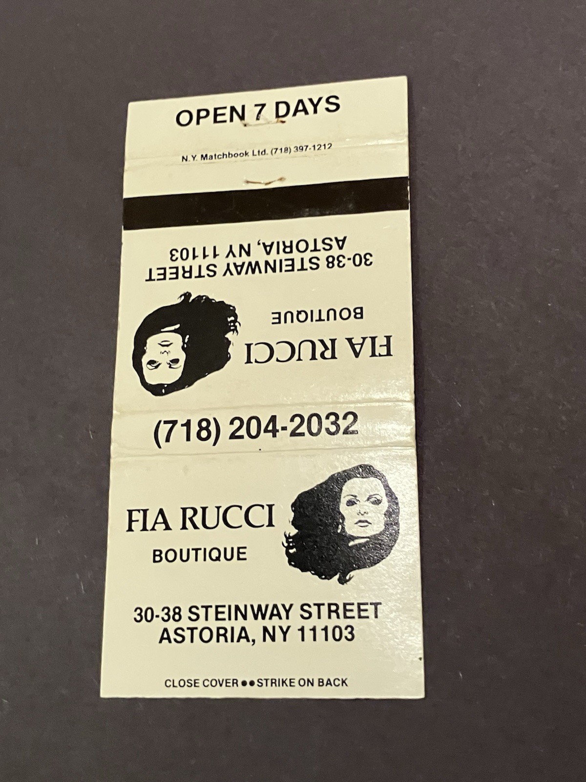 Vintage New York Matchbook “Fia Rucci Boutique” Astoria Vintage New York Matchbook “Fia Rucci Boutique” Astoria