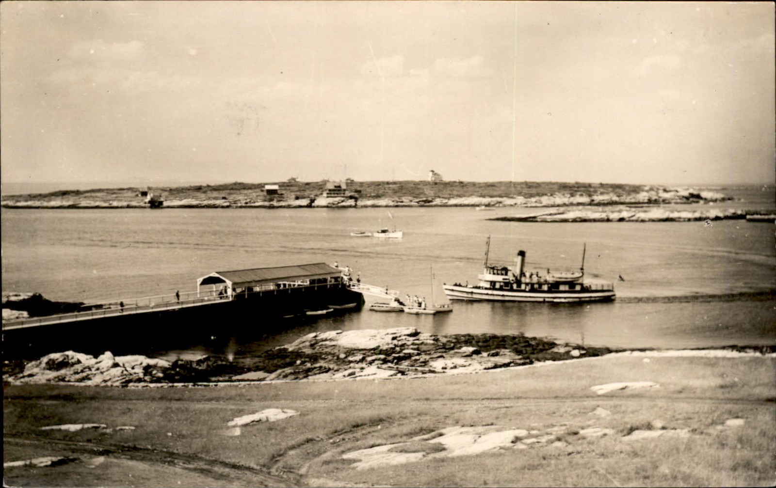 Isles of Shoals NH Harbor Pier c1930s Real Photo Vintage Postcard bhn