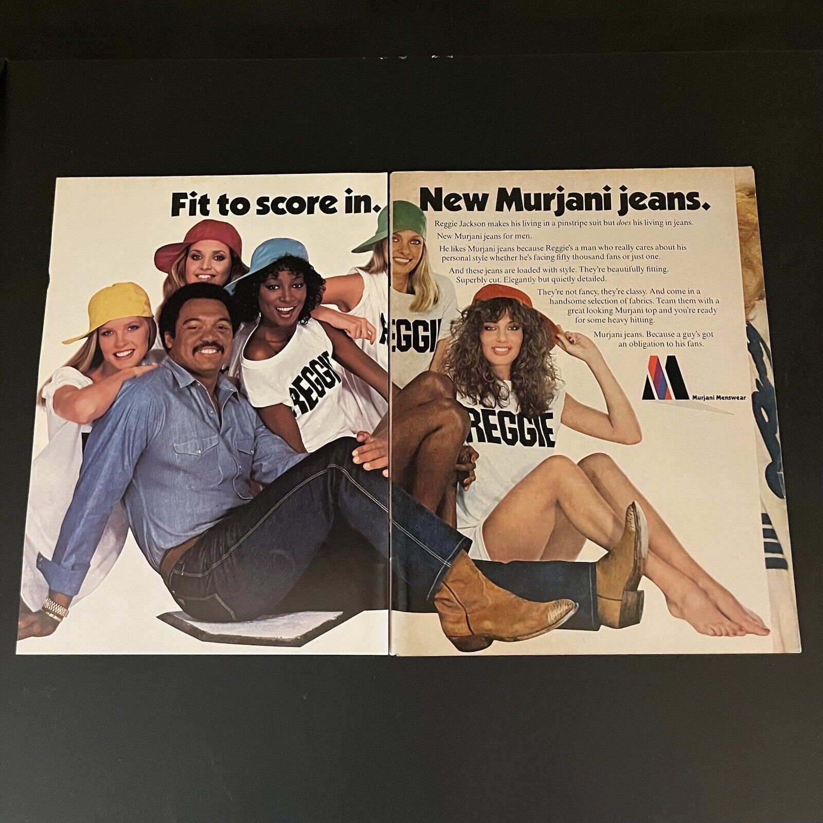 1981 Murjani Jeans Reggie Jackson Print Ad Original NYC NY Fit To Score In 2 Pg